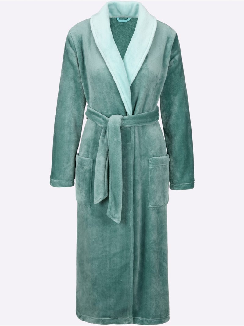 Robe De Chambre Polaire Toute Douce - Taille Standard - Witt Vert - Kiabi