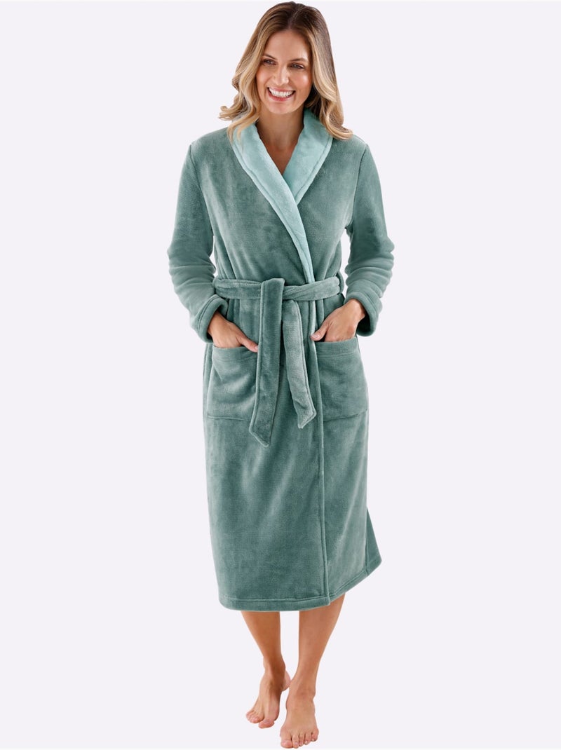 Robe De Chambre Polaire Toute Douce - Taille Standard - Witt Vert - Kiabi