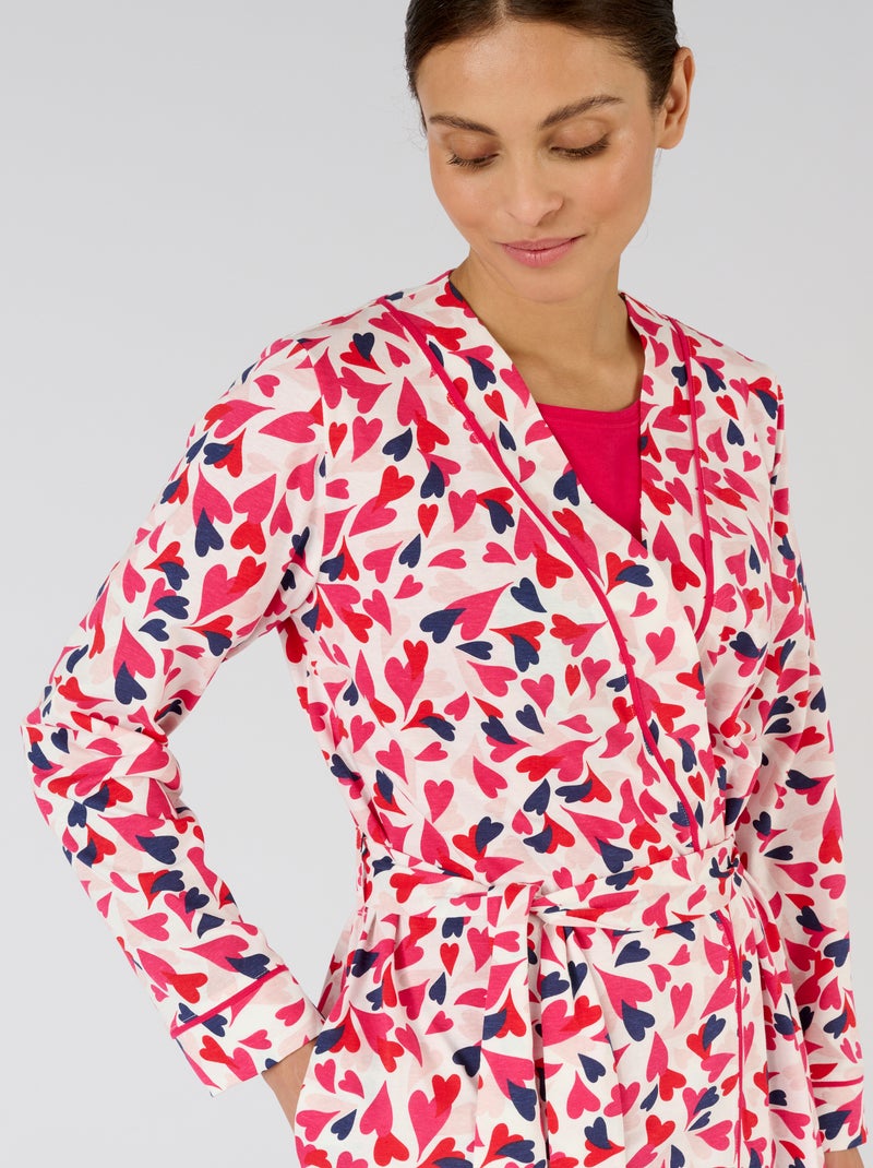 Robe de chambre pur coton peigné - Damart Blanc Ecru - Kiabi