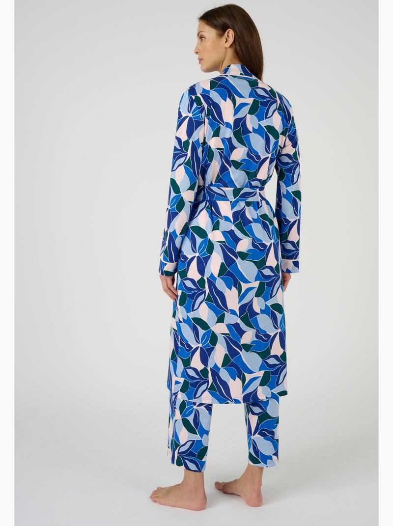 Robe de chambre pur coton peigné - Damart Bleu - Kiabi