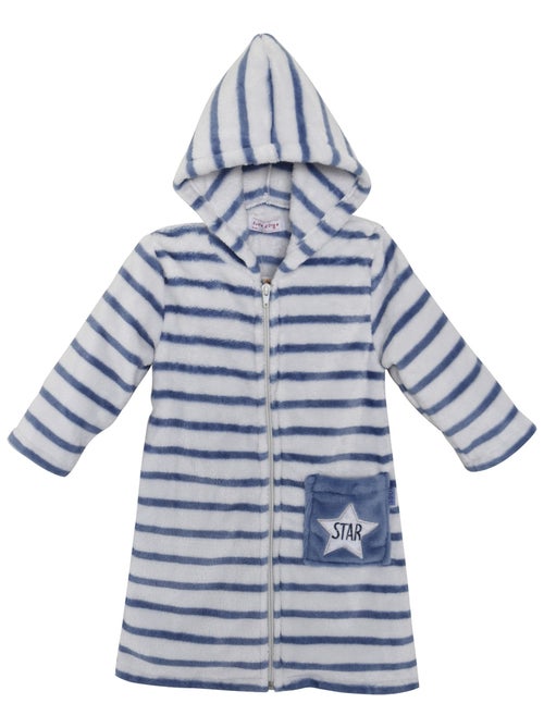 ROBE DE CHAMBRE RAYEE MARINE/GRISE - Kiabi