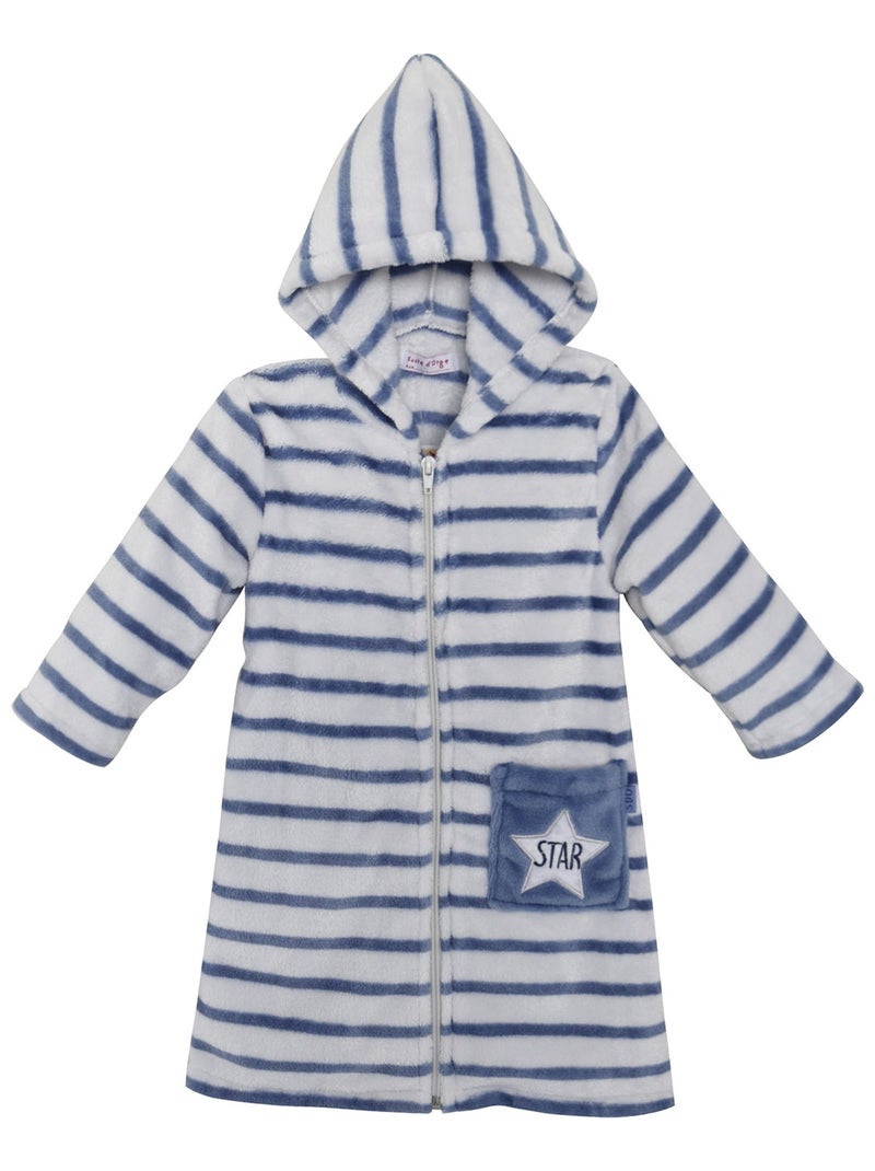 ROBE DE CHAMBRE RAYEE MARINE/GRISE Blanc - Kiabi