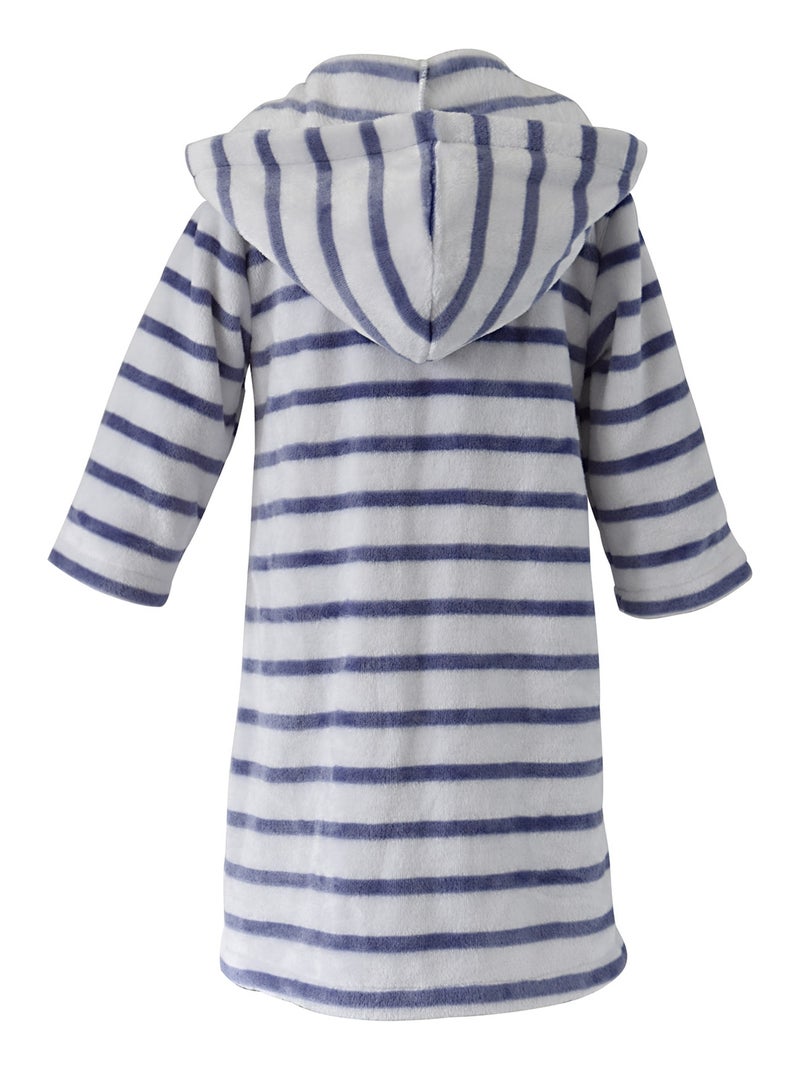 ROBE DE CHAMBRE RAYEE MARINE/GRISE Blanc - Kiabi
