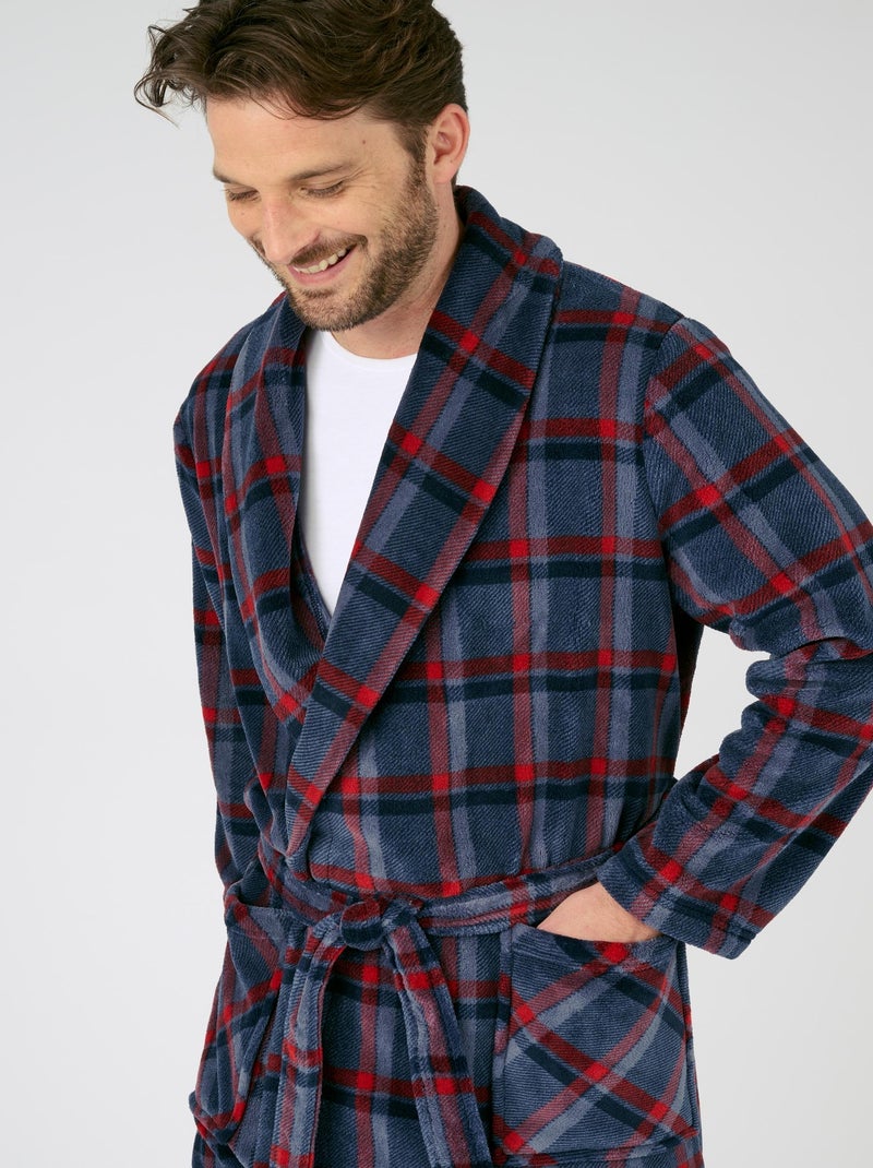 Robe de chambre Thermolactyl à carreaux - Damart Gris - Kiabi