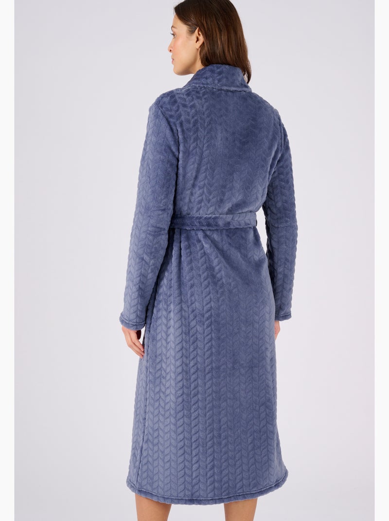 Robe de chambre Thermolactyl en maille douce - Damart Bleu - Kiabi