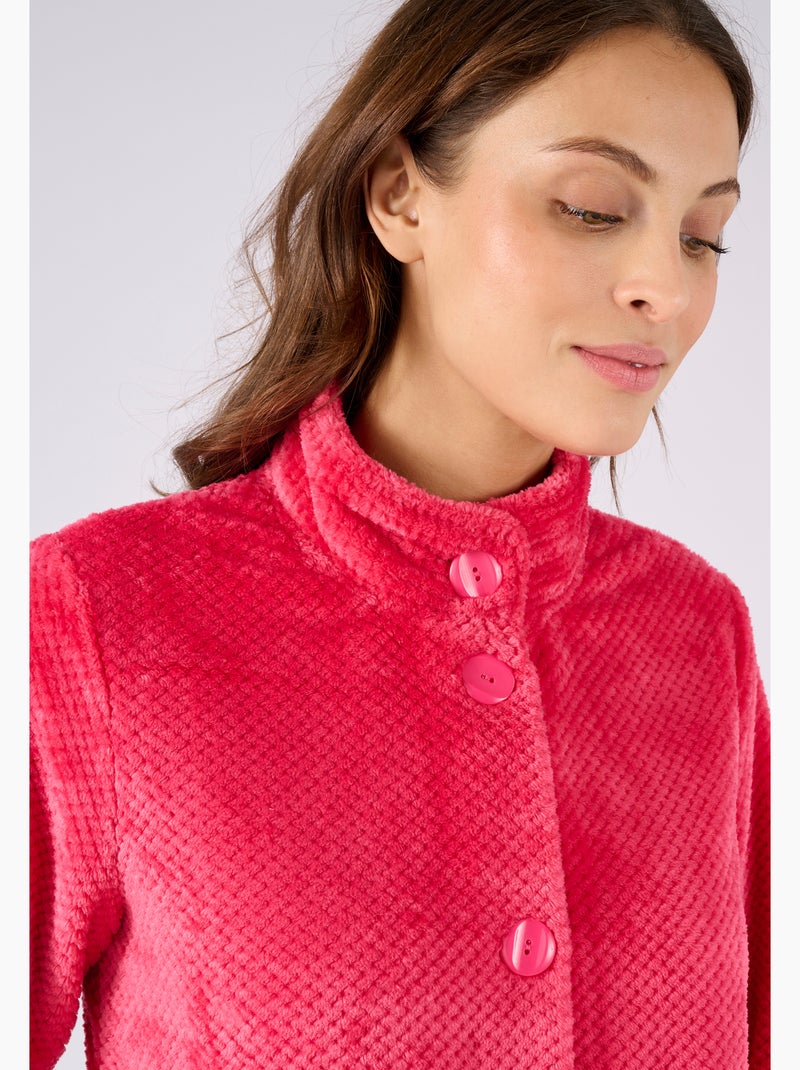 Robe de chambre Thermolactyl en maille fantaisie - Damart Rose framboise - Kiabi