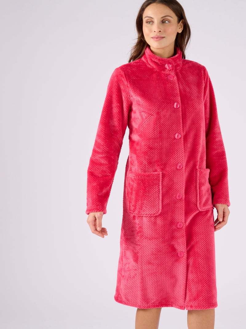 Robe de chambre Thermolactyl en maille fantaisie - Damart Rose framboise - Kiabi
