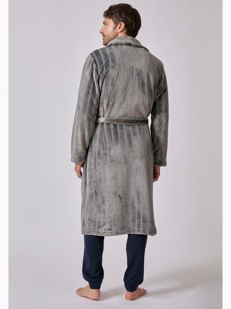 Robe de chambre thermolactyl en maille jacquard - damart Gris - Kiabi