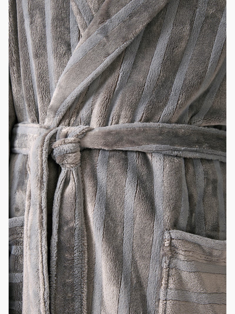 Robe de chambre thermolactyl en maille jacquard - damart Gris - Kiabi