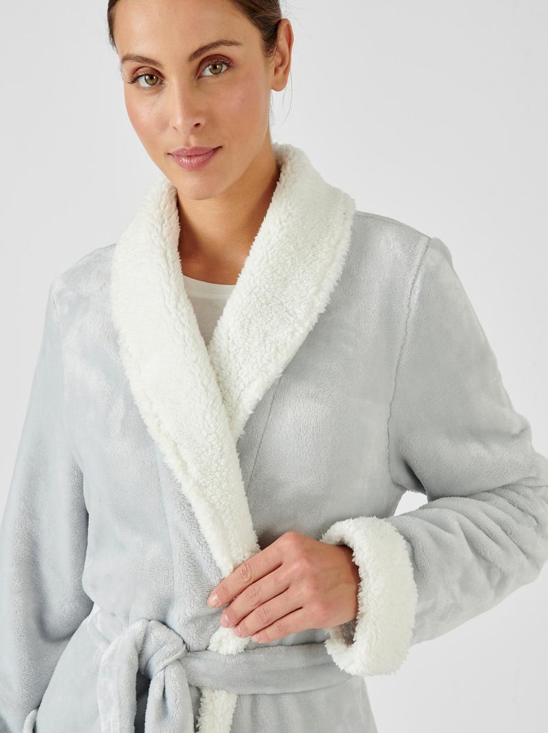 Robe de chambre Thermolactyl en maille moelleuse - Damart Bleu nuit - Kiabi