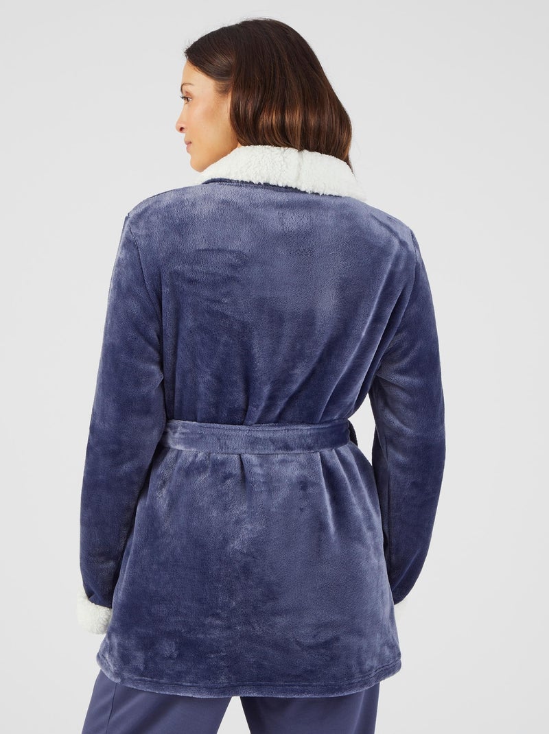 Robe de chambre Thermolactyl en maille moelleuse - Damart Bleu nuit - Kiabi