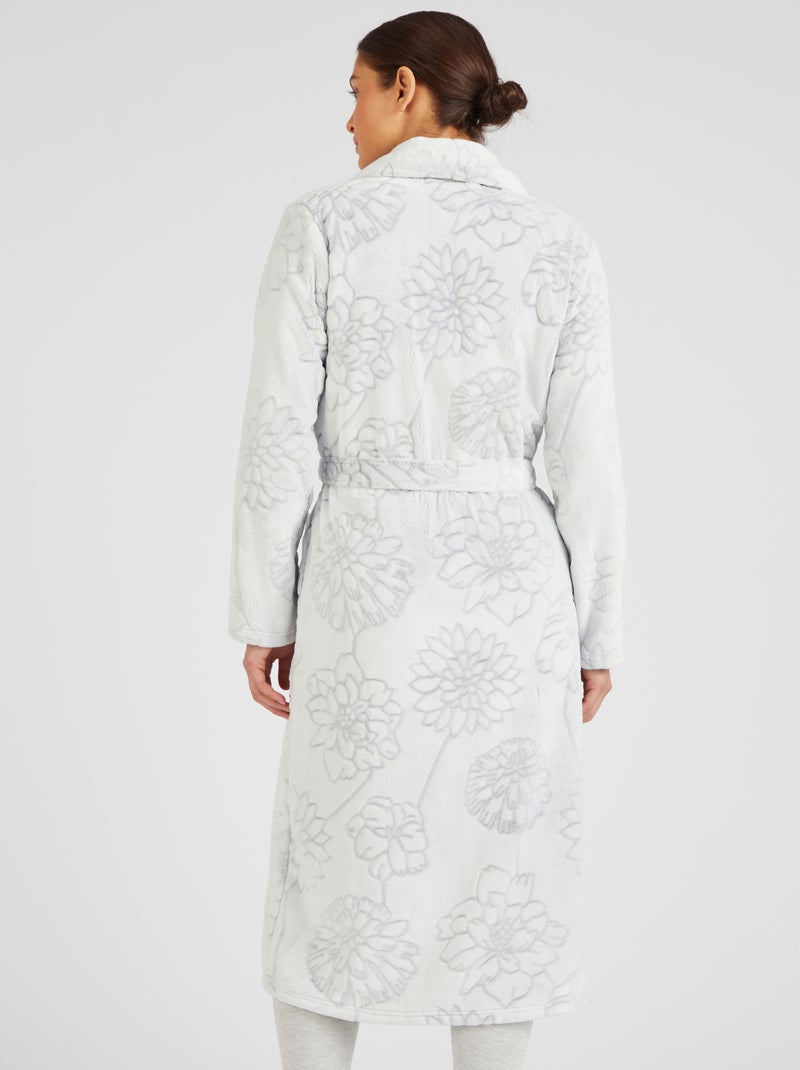 Robe de chambre thermolactyl en maille moelleuse - damart Gris - Kiabi
