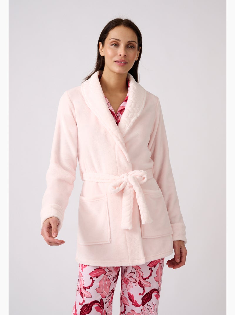 Robe de chambre thermolactyl en maille moelleuse - damart Rose - Kiabi