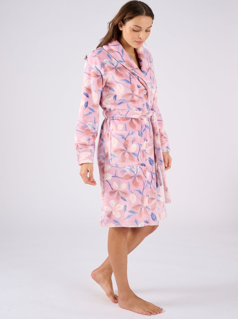 Robe de chambre Thermolactyl en maille moelleuse - Damart Rose - Kiabi