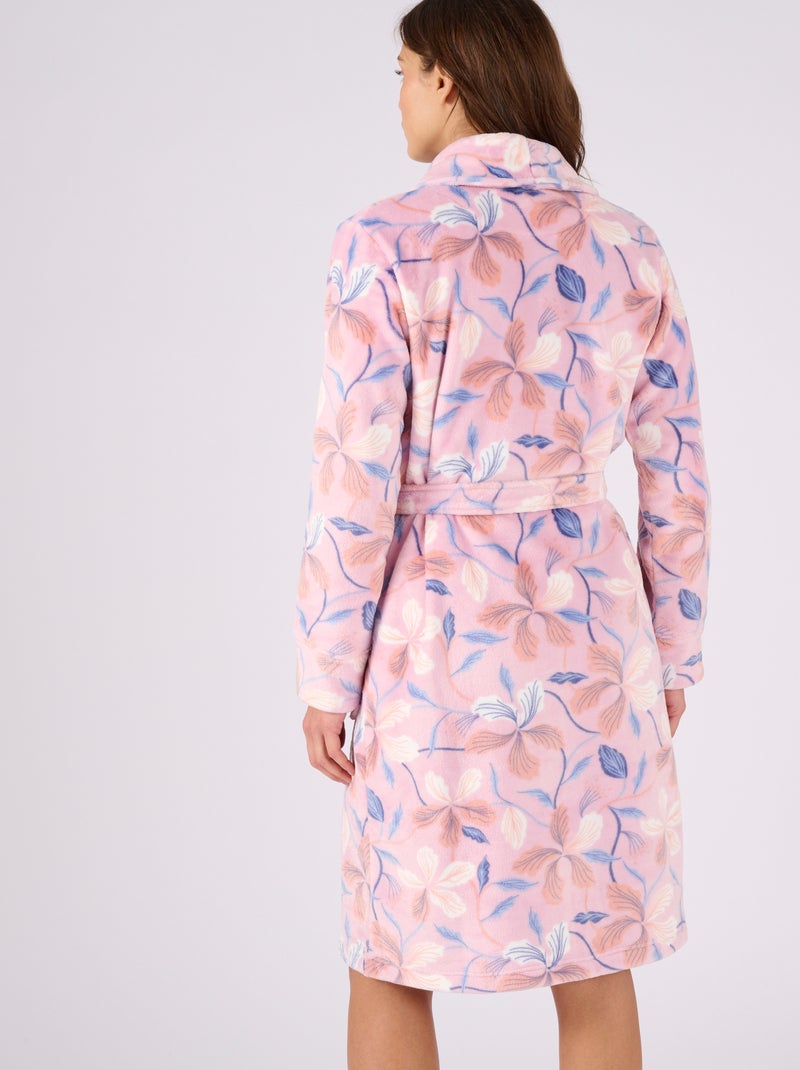Robe de chambre Thermolactyl en maille moelleuse - Damart Rose - Kiabi