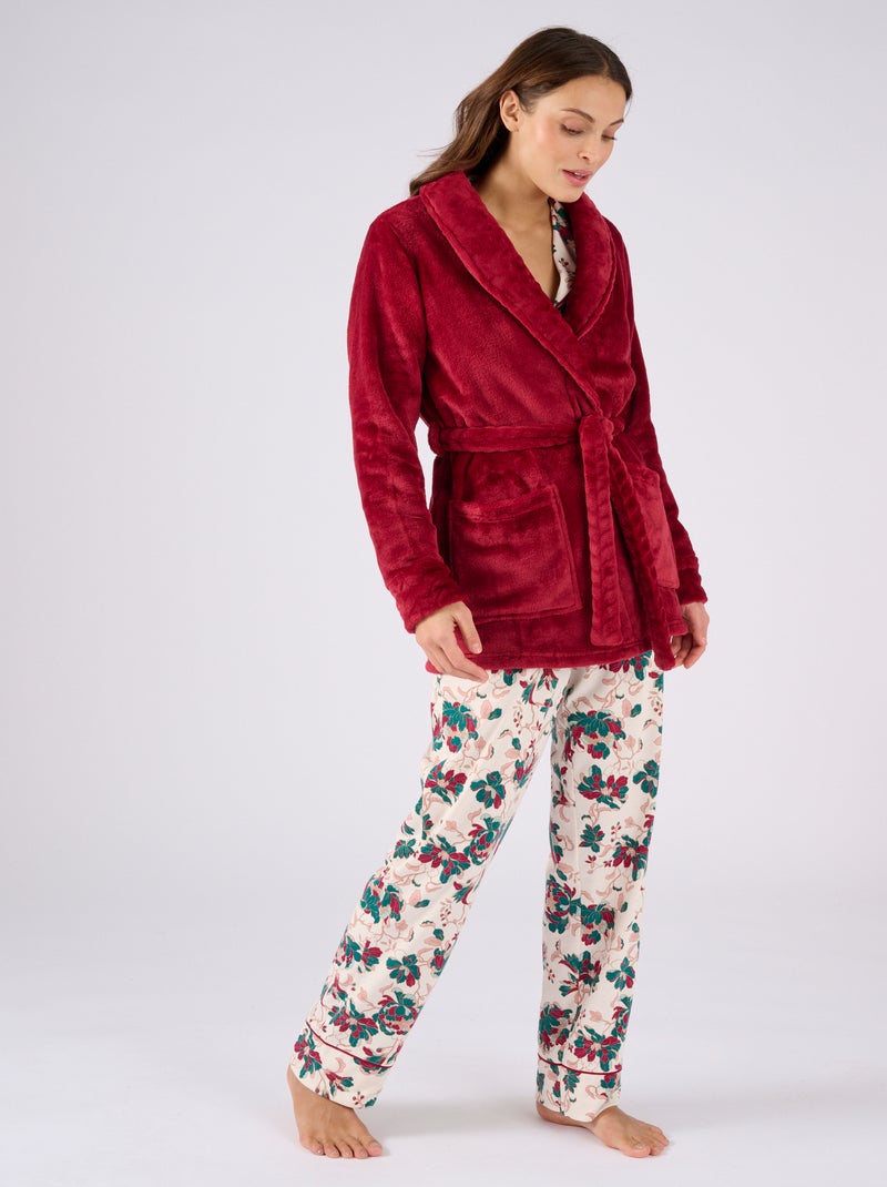 Robe de chambre Thermolactyl en maille moelleuse - Damart Rouge - Kiabi