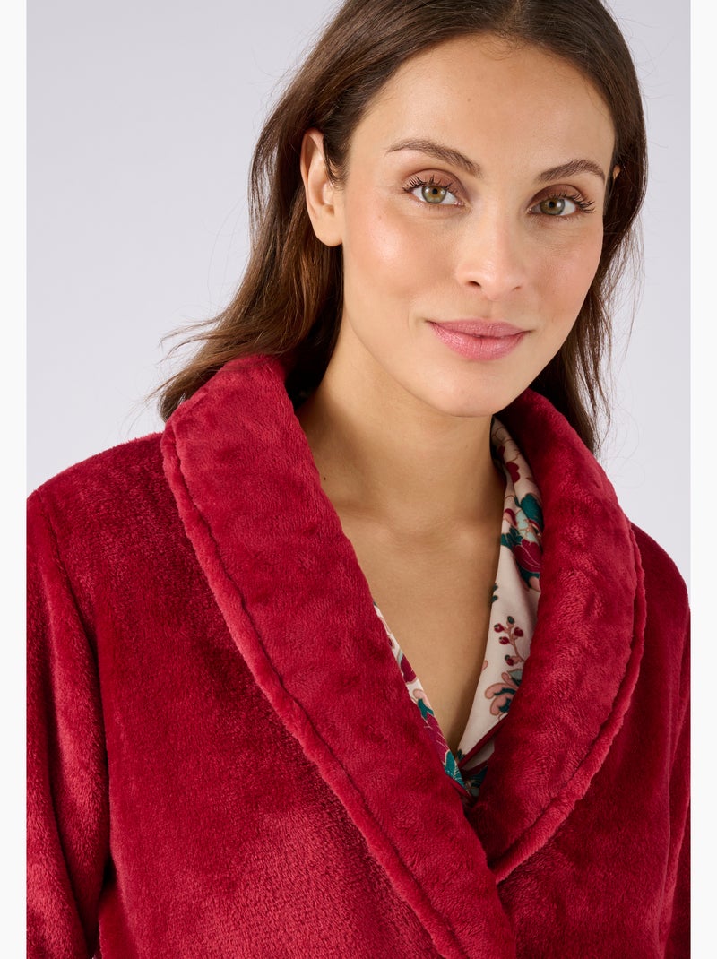 Robe de chambre Thermolactyl en maille moelleuse - Damart Rouge - Kiabi