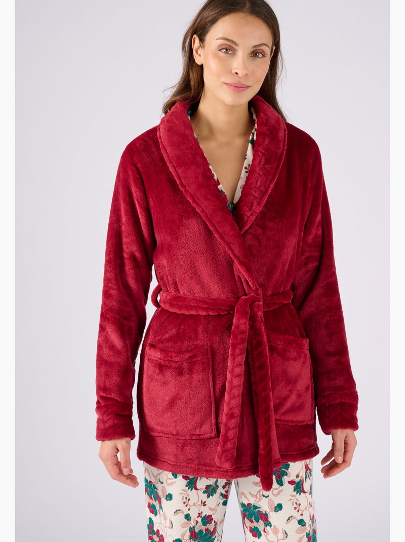 Robe de chambre Thermolactyl en maille moelleuse - Damart Rouge - Kiabi