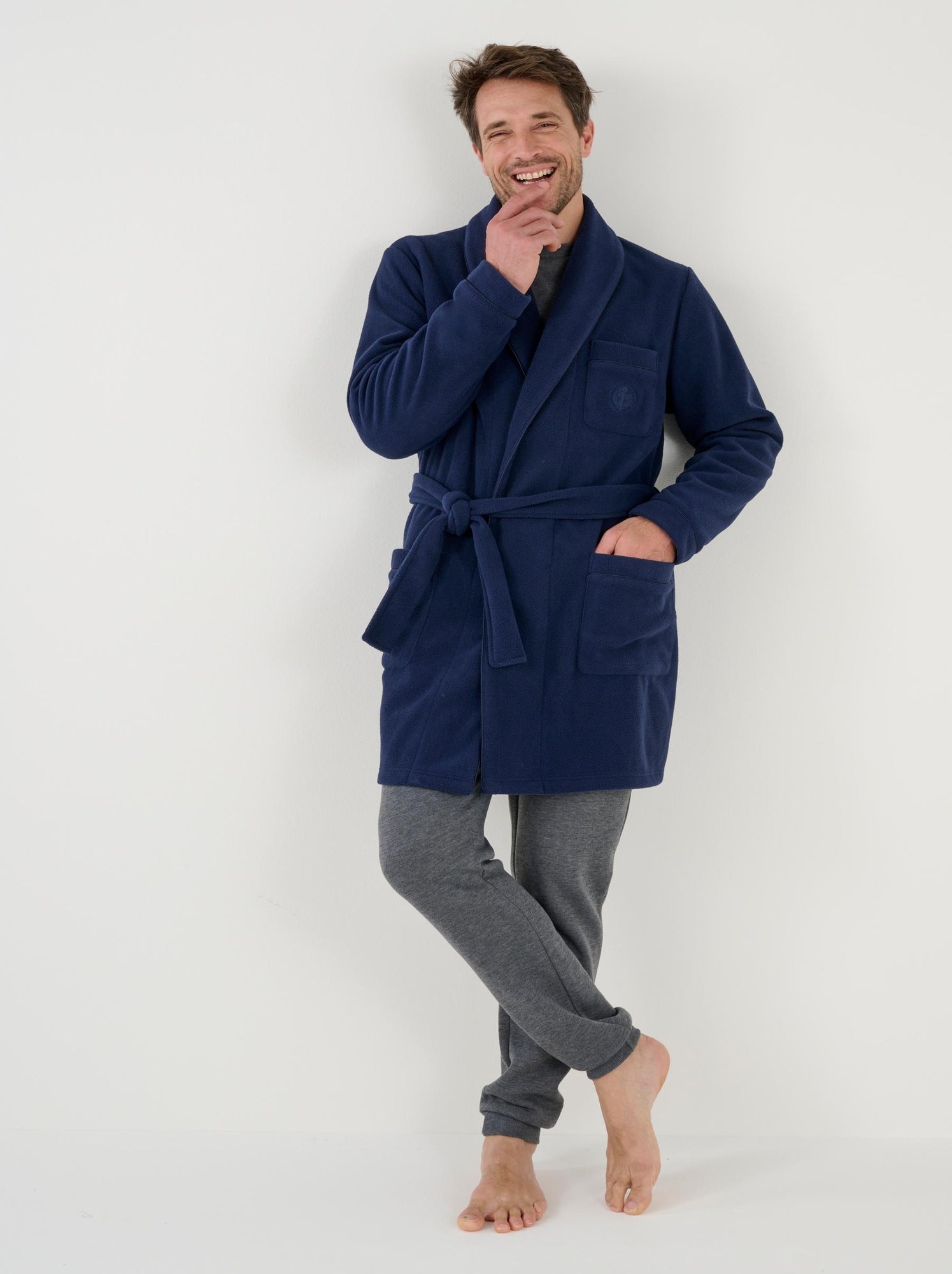 Robe de chambre Thermolactyl en maille polaire Damart Bleu marine Kiabi 49.99