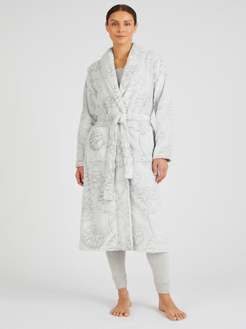 Robe de chambre Thermolactyl en maille polaire - Damart Gris - Kiabi