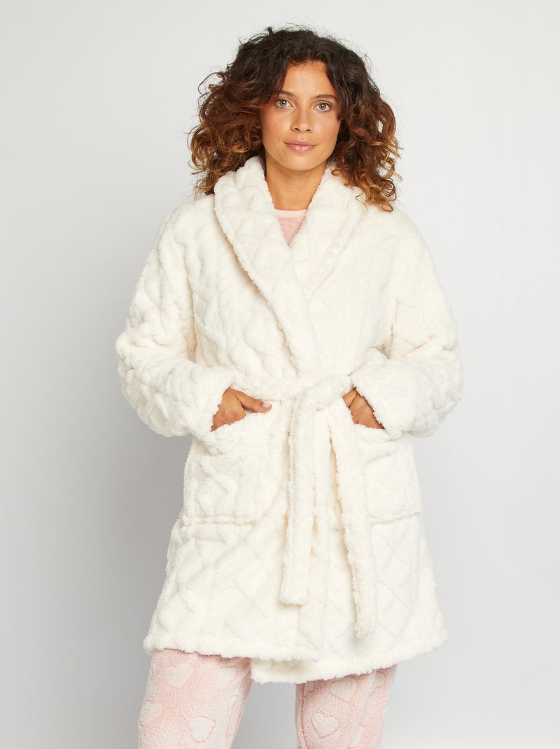 Carré Blanc Robe Chambre Polaire Femme Robe De Chambre Polaire
