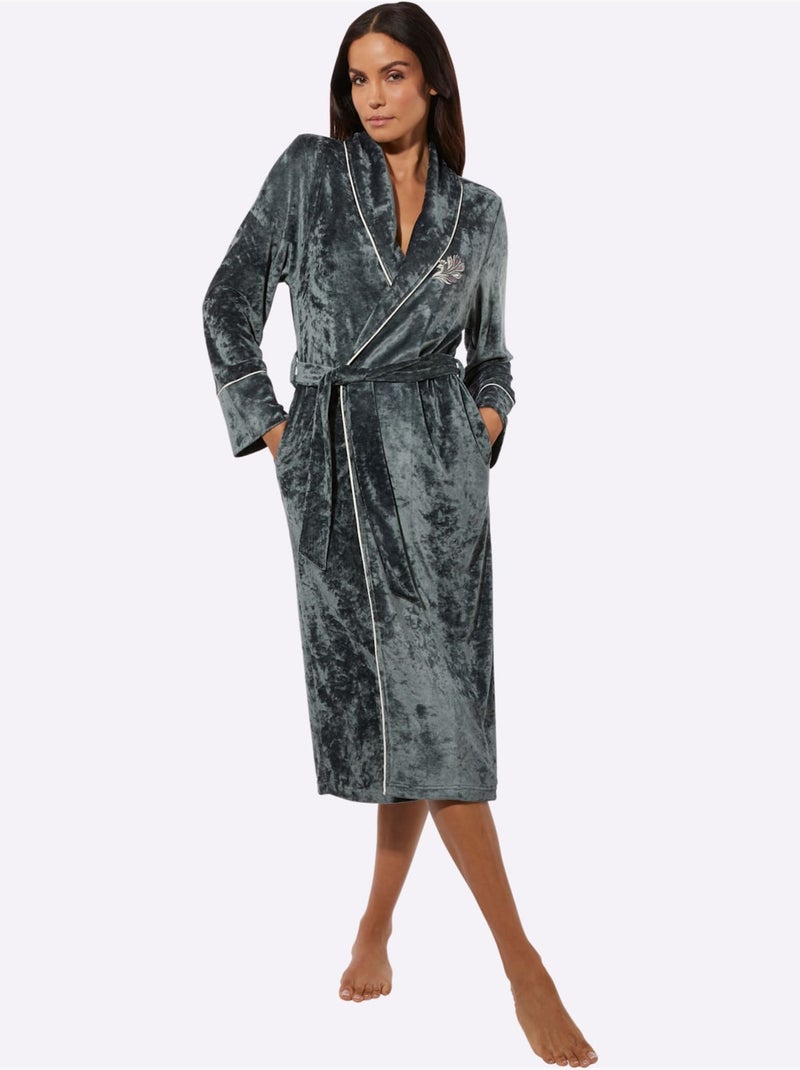 Robe De Chambre Velours Ras - Taille Standard - Witt Vert jade - Kiabi