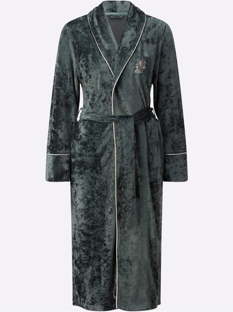 Robe De Chambre Velours Ras - Taille Standard - Witt Vert jade - Kiabi