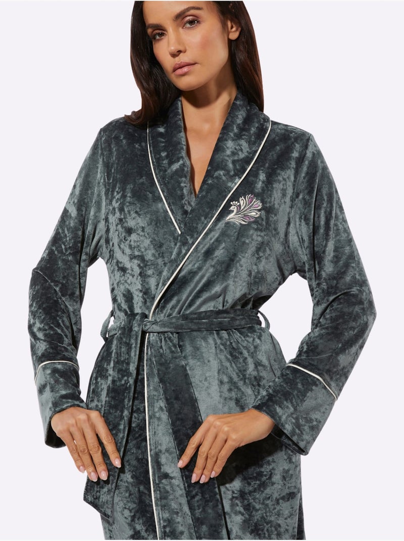 Robe De Chambre Velours Ras - Taille Standard - Witt Vert jade - Kiabi