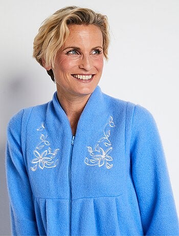 Robe de chambre zippée et brodée - Afibel