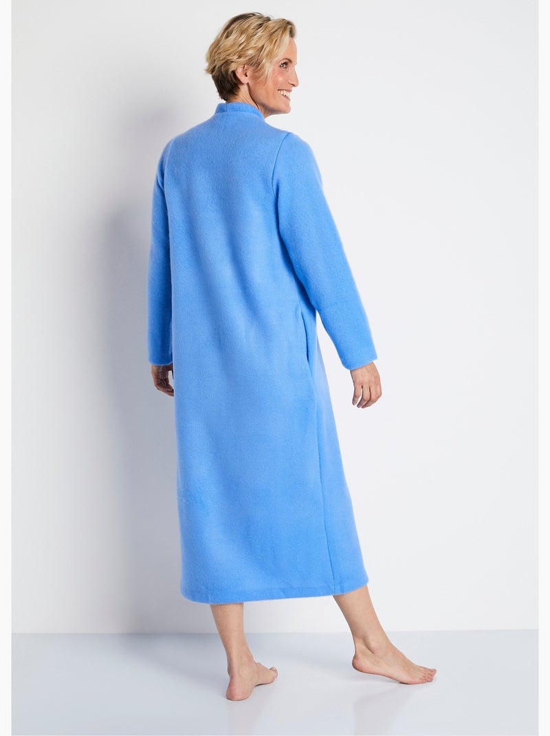 Robe de chambre zippée et brodée Bleu - Kiabi