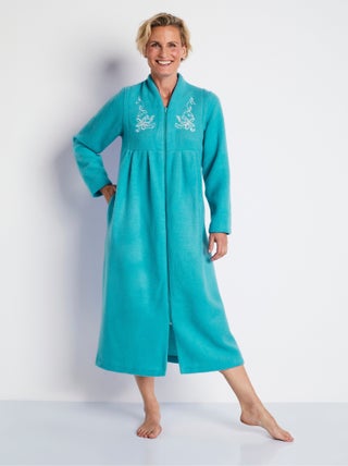 Robe de chambre zippée et brodée