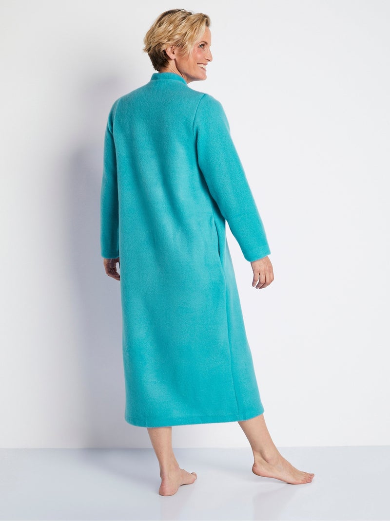 Robe de chambre zippée et brodée Vert - Kiabi