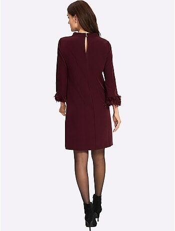 Robe De Cocktail Empiècement En Imitation Plumes Amovible - Taille Standard - Helline