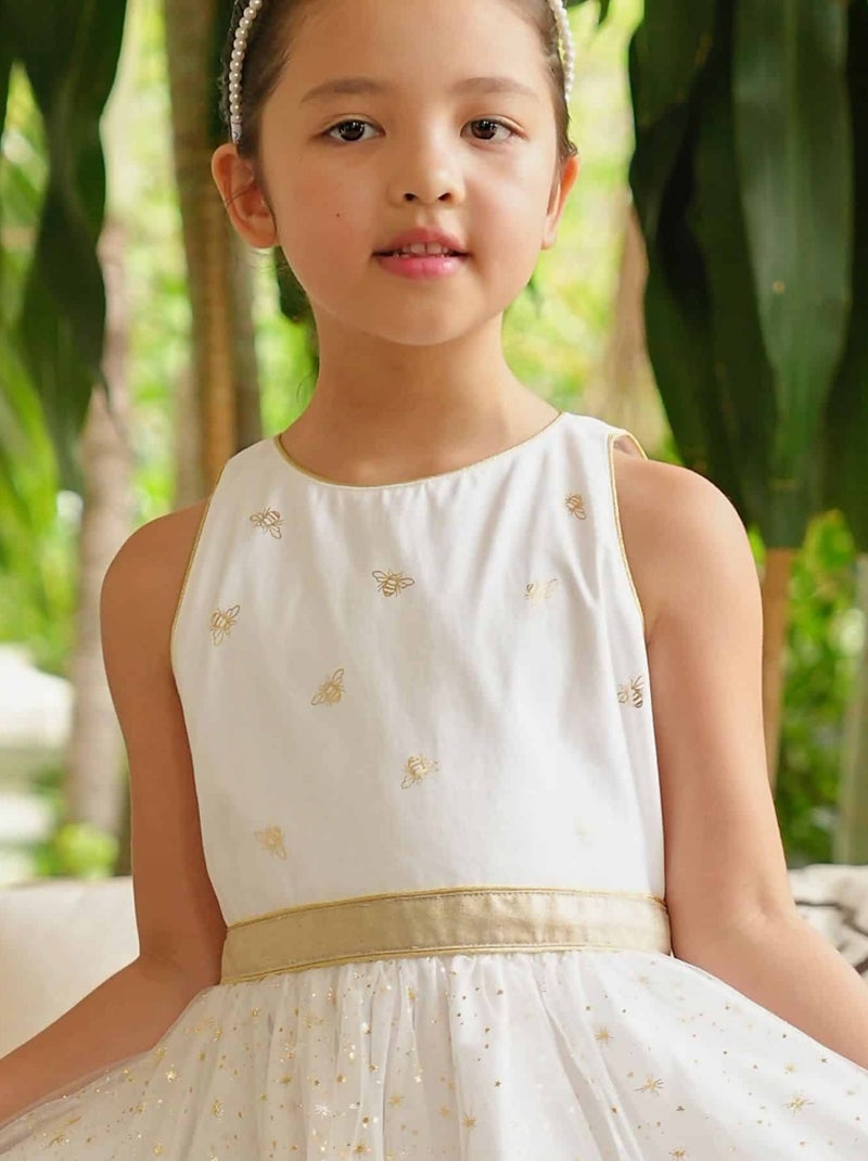 Robe de Cortège   et  Tulle à Paillettes  HEPBURN - 'LA FAUTE A VOLTAIRE' Blanc Doré - Kiabi