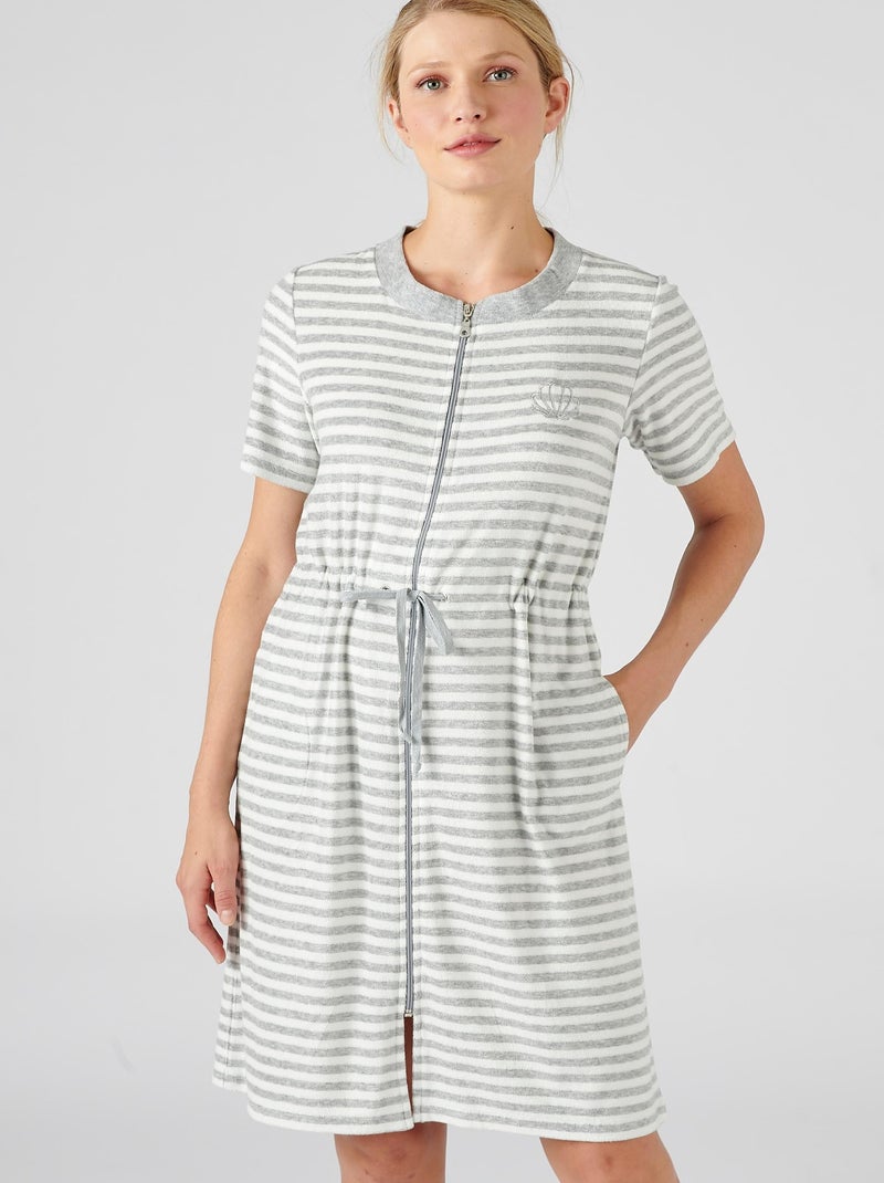 Robe de détente zippée en éponge - Damart Gris - Kiabi