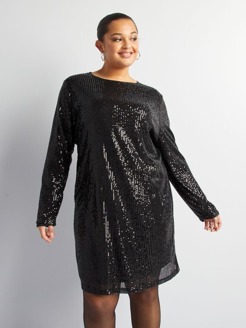 Robe de fêtes en sequins Noir - Kiabi