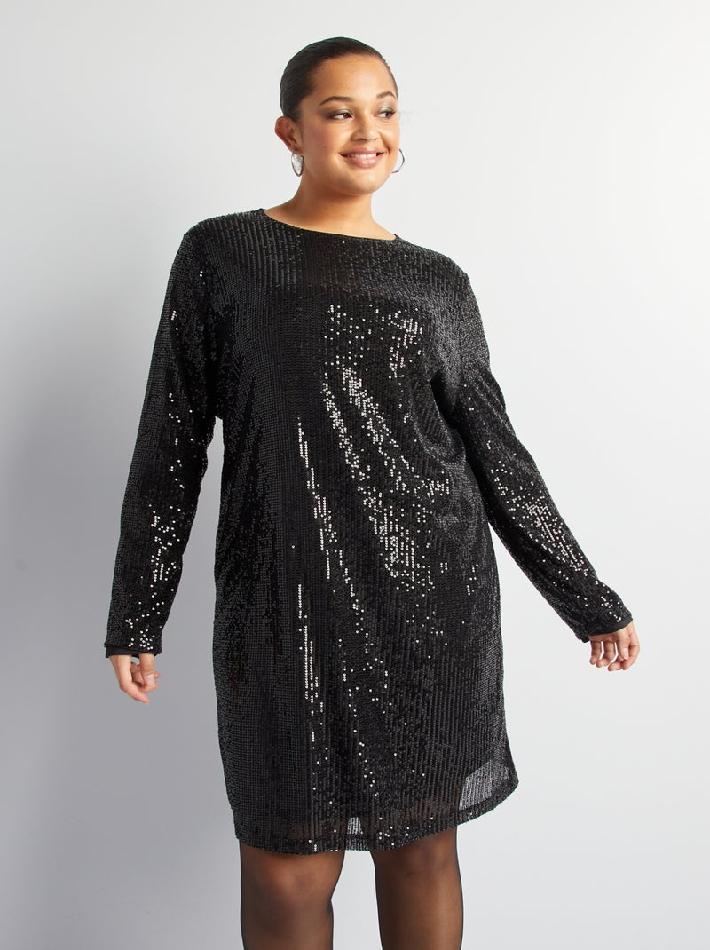 Robe de fêtes en sequins Noir - Kiabi