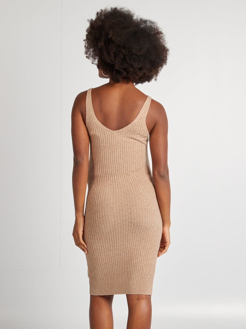 Robe de grossesse côtelée Beige - Kiabi