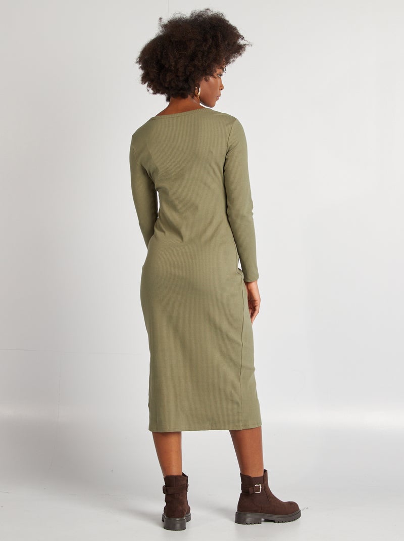 Robe de grossesse côtelée Vert - Kiabi