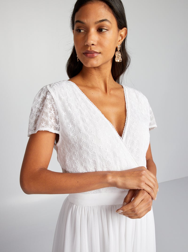 Robe de mariée sirène avec haut brodé blanc - Kiabi