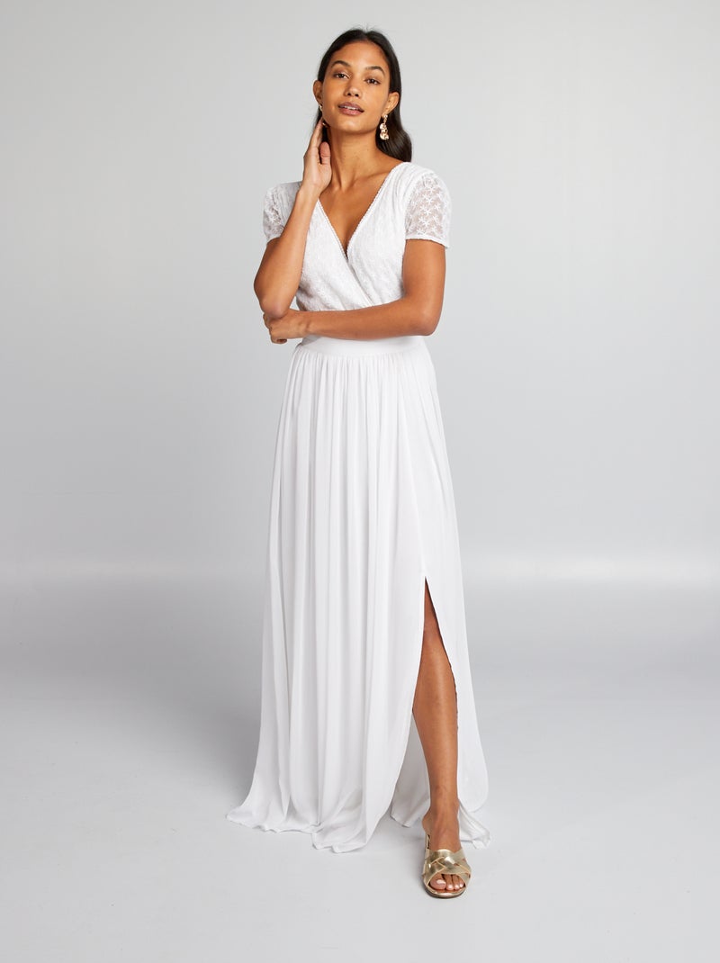 Robe de mariée sirène avec haut brodé blanc - Kiabi