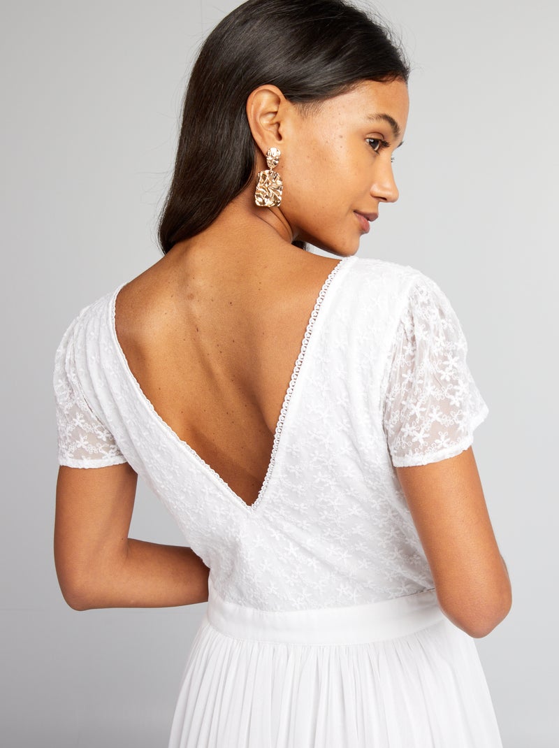 Robe de mariée sirène avec haut brodé blanc - Kiabi