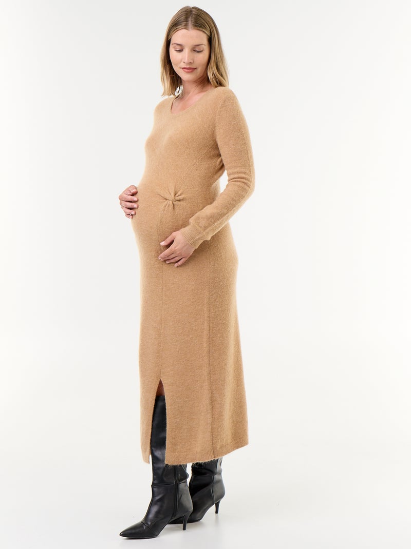 Robe de maternité en laine mélangée Beige - Kiabi