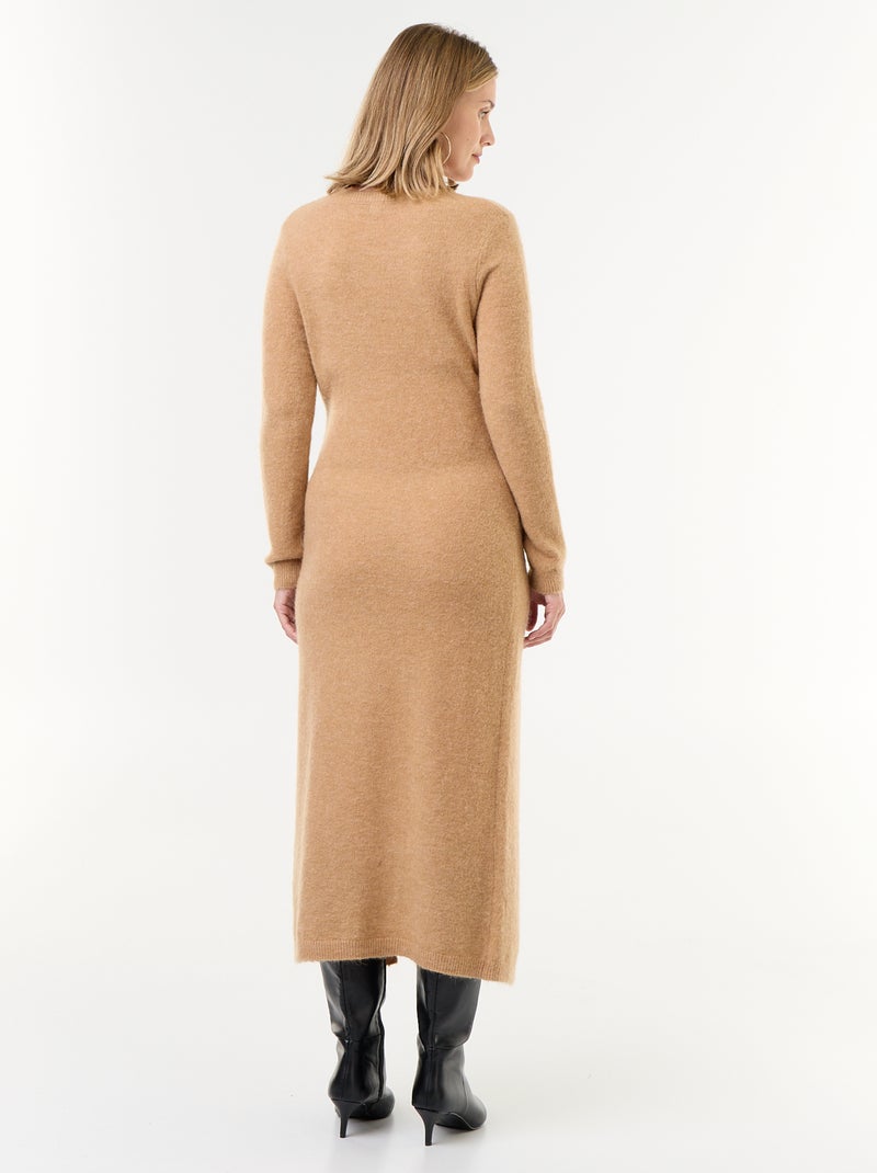 Robe de maternité en laine mélangée Beige - Kiabi