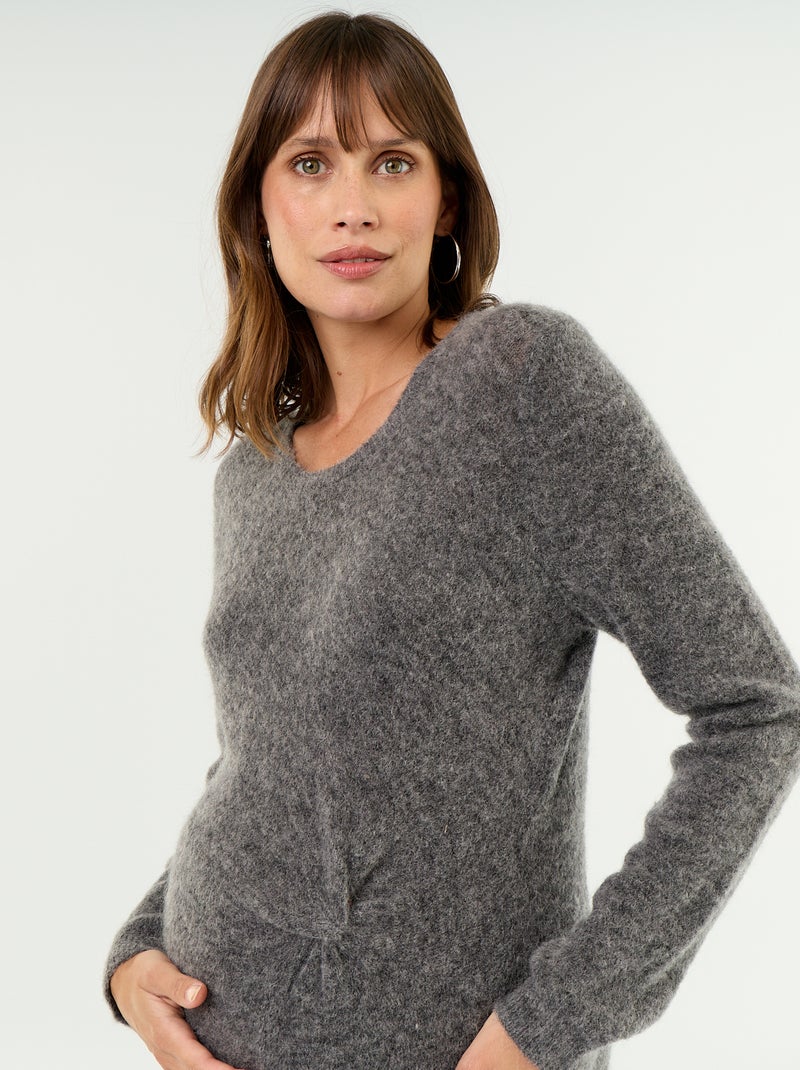 Robe de maternité en laine mélangée Gris - Kiabi