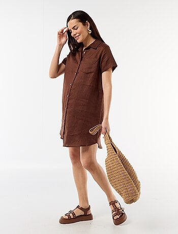 Robe de maternité rayée en lin