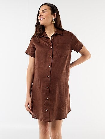 Robe de maternité rayée en lin