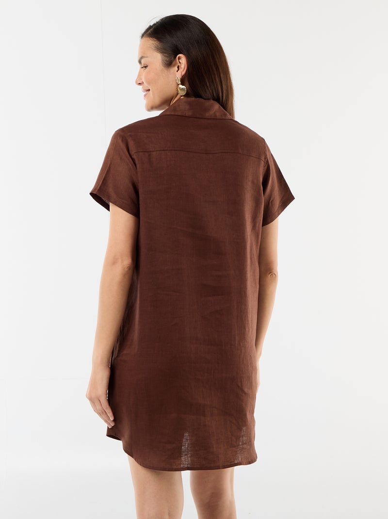 Robe de maternité en lin Marron - Kiabi