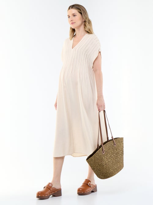 Robe de maternité en lin mélangé - Kiabi Robe de maternité en lin mélangé - Kiabi