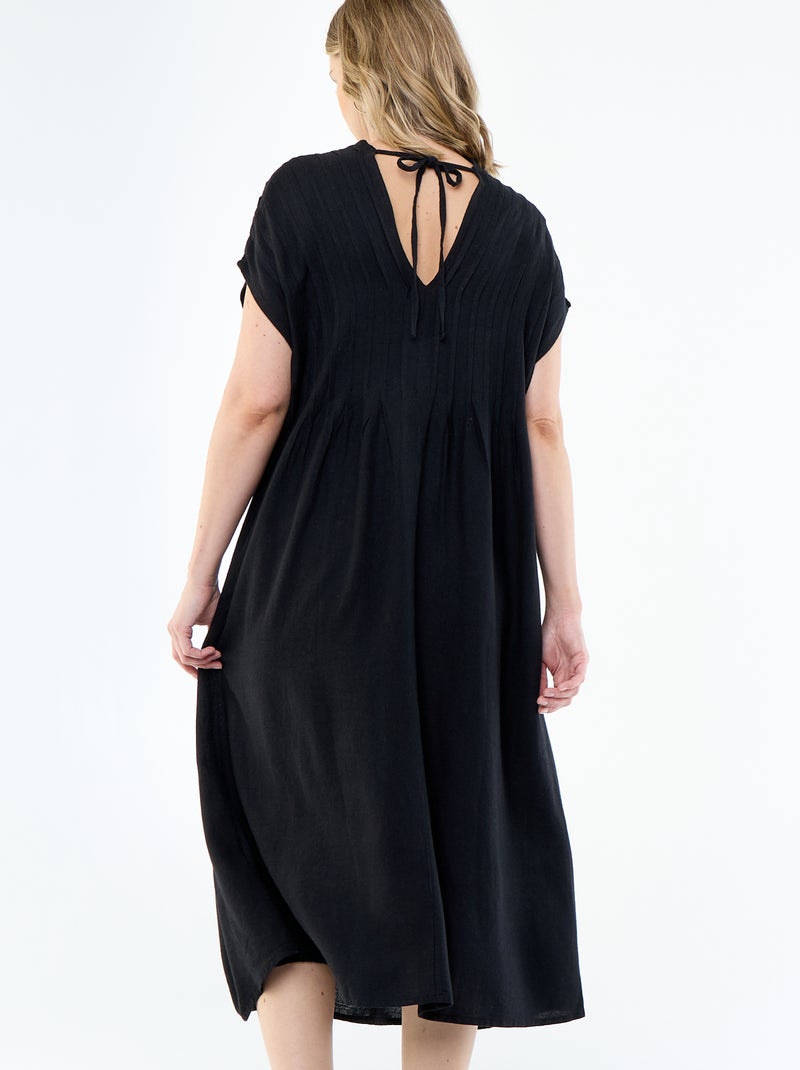 Robe de maternité en lin mélangé Noir - Kiabi